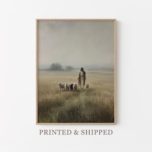Stampa a olio vintage "Il Signore è il mio pastore" / Gesù lascia 99 / Arte cristiana / Arte di Gesù Cristo / Pittura cristiana moderna / VSJ5