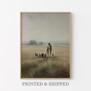 Vintage The Lord is my Shepherd Oil Painting Print | Jesus Leaves 99 | Christian Art | Jesus Christ Art | Modern Christian Painting | VSJ5