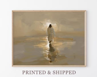 Vintage Jesus Christ Walking on Water Painting Print | Christian Art | Religious Wall Art Print | Religious Wall Decor | Holy Clouds | JCW1