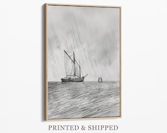 Jesus Walks on Water Canvas Print | Jesus and Peter Bible Art | Modern Bible Verse Wall Art | Bible Art | Boho Scripture Home Deco | CJWO4