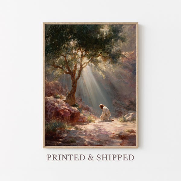Garden of Gethsemane Jesus Painting Print | Jesus Praying | Christian Wall Art | Bible Painting | DWS3