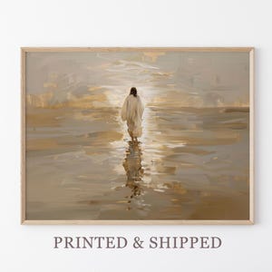 Vintage Jesus Christ Walking on Water Painting Print | Christian Art | Religious Wall Art Print | Religious Wall Decor | Holy Clouds | JCW2