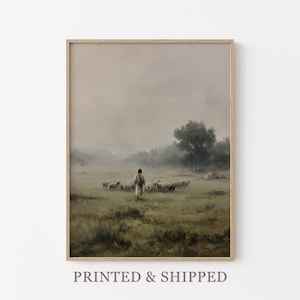 Vintage The Lord is my Shepherd Oil Painting Print | Jesus Leaves 99 | Christian Art | Jesus Christ Art | Modern Christian Painting | VSJ8