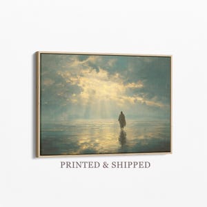 Jesus Christ Walking on Water Painting Canvas Print | Christian Art | I Will Walk With Christ | Bible Verse Wall Art | FEJ4