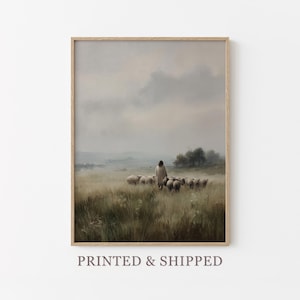 Stampa a olio vintage "Il Signore è il mio pastore" / Gesù lascia 99 / Arte cristiana / Arte di Gesù Cristo / Pittura cristiana moderna / VSJ6