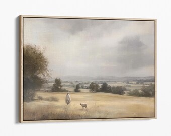 Vintage The Lord is my Shepherd Art Oil Painting Canvas Print | Jesus Leaves 99 | Jesus Christ Art | Modern Christian Painting | CVTL1
