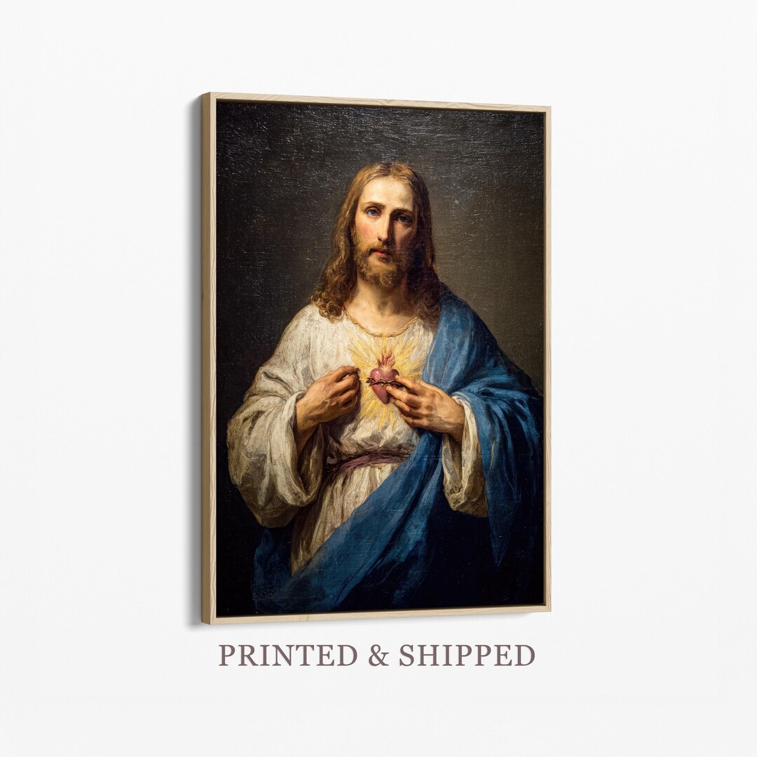Sacred Heart of Jesus Art Canvas Print | Catholic Wall Decor ...