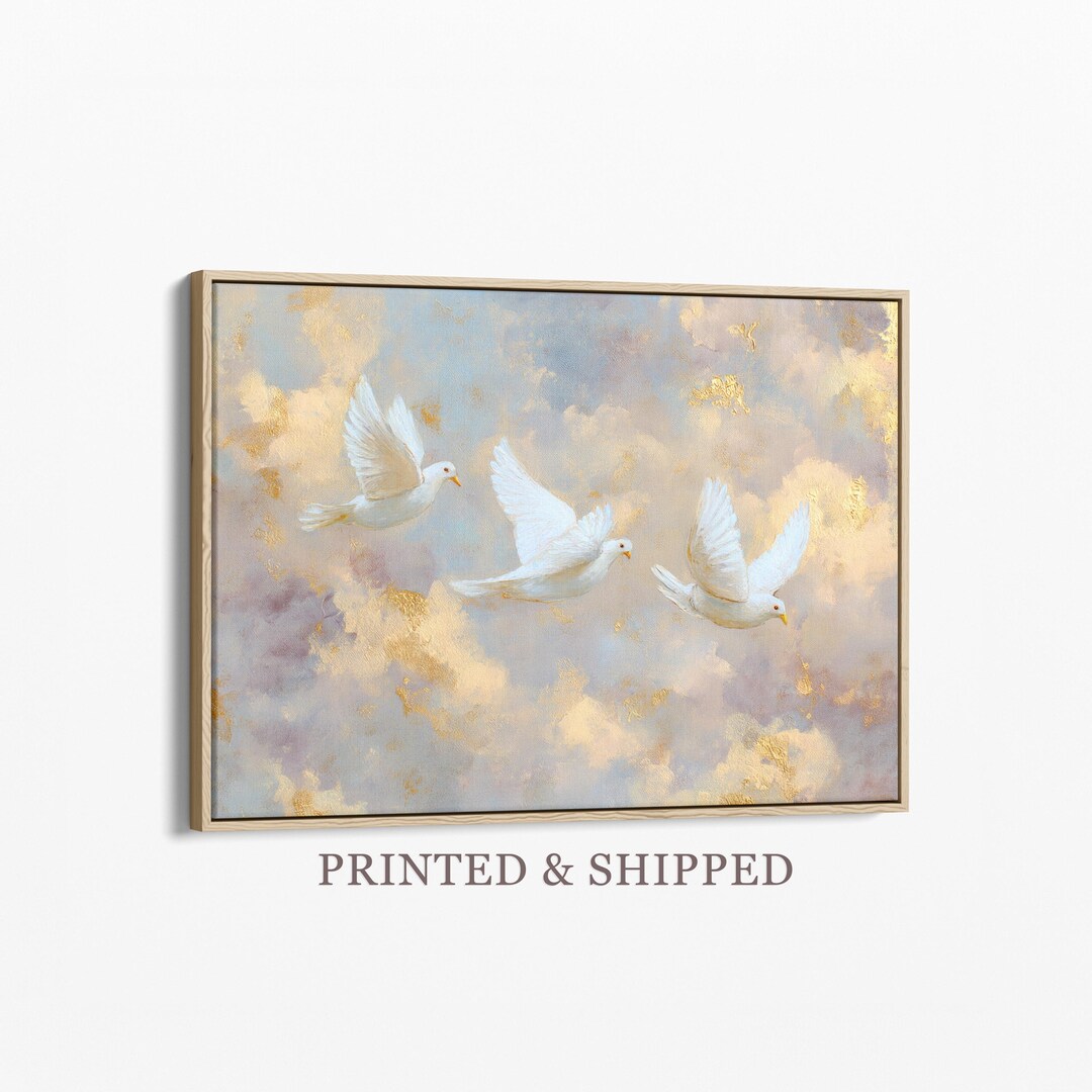 Holy Spirit Dove Painting Canvas Print | Gold Christian Wall Art ...