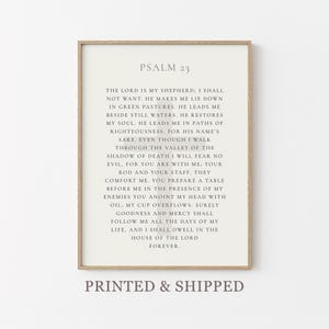 Psalm 23 Skrifttryck | Minimalistisk bibelverskonst | Kristen typografi heminredning | TBB3