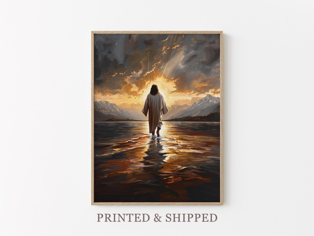 Jesus Christ Walking on Water Oil Painting | Christian Art | Religious ...