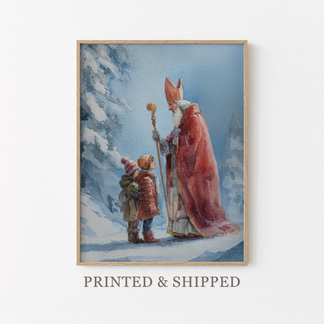 Saint Nicholas Painting Print | Winter Catholic Wall Art | Christian ...