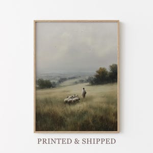 Vintage The Lord is my Shepherd Oil Painting Print | Jesus Leaves 99 | Christian Art | Jesus Christ Art | Modern Christian Painting | VSJ7