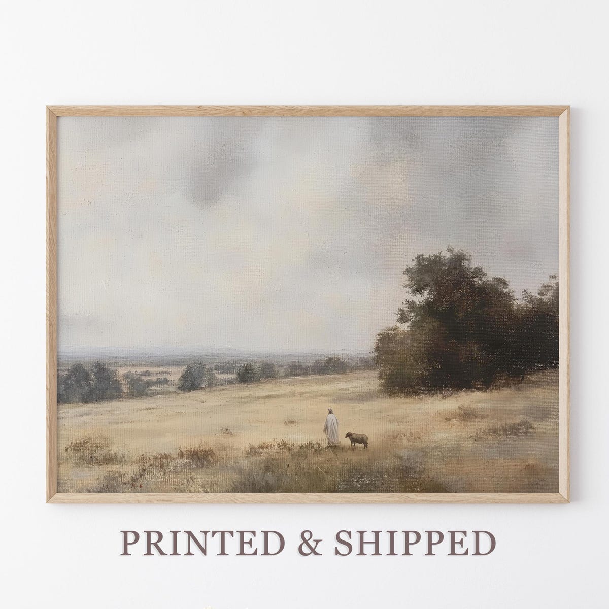 Vintage the Lord is My Shepherd Oil Painting Print