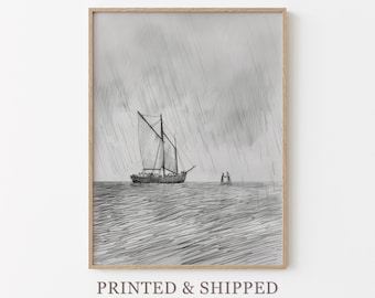 Jesus Walks on Water Sketch Print | Jesus and Peter Bible Art | Modern Bible Verse Wall Art | Bible Art | Boho Scripture Home Deco | JWO4