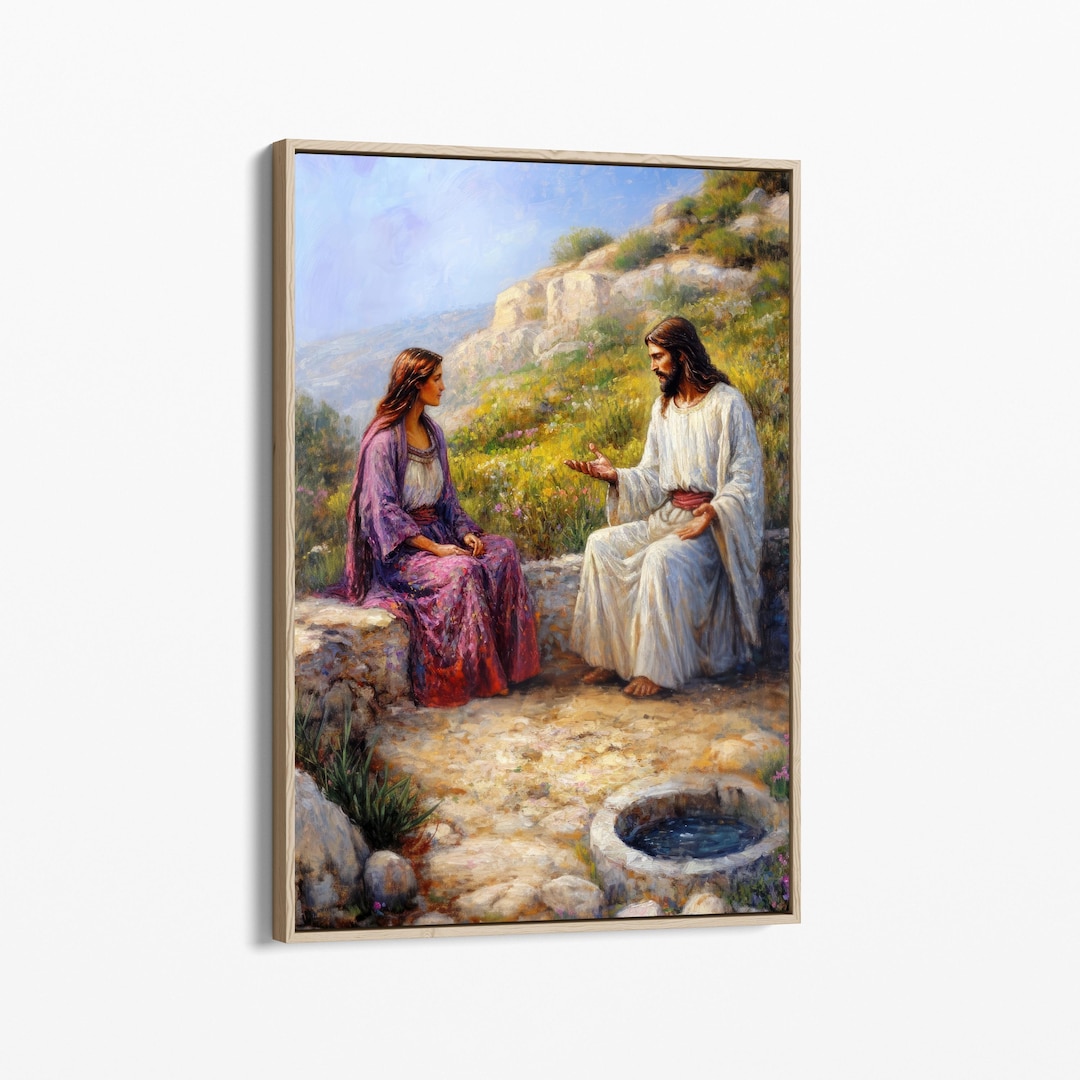 Woman at the Well Oil Painting Canvas Print | Samaritan Woman | Jesus ...