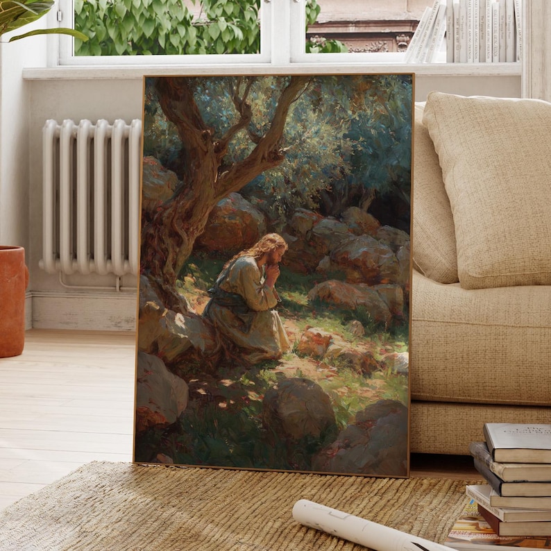 Garden of Gethsemane Jesus Painting Print | Jesus Praying | Christian ...