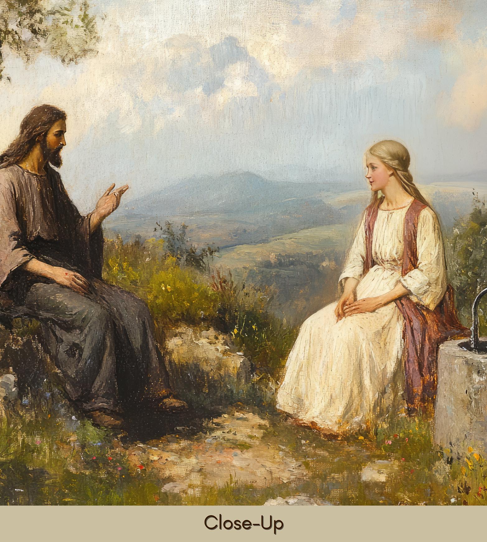 Vintage Woman at the Well Oil Painting Print | Samaritan Woman | Jesus ...