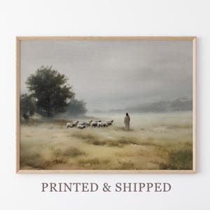 Vintage The Lord is my Shepherd Oil Painting Print | Jesus Leaves 99 | Christian Art | Jesus Christ Art | Modern Christian Painting | VSJ4