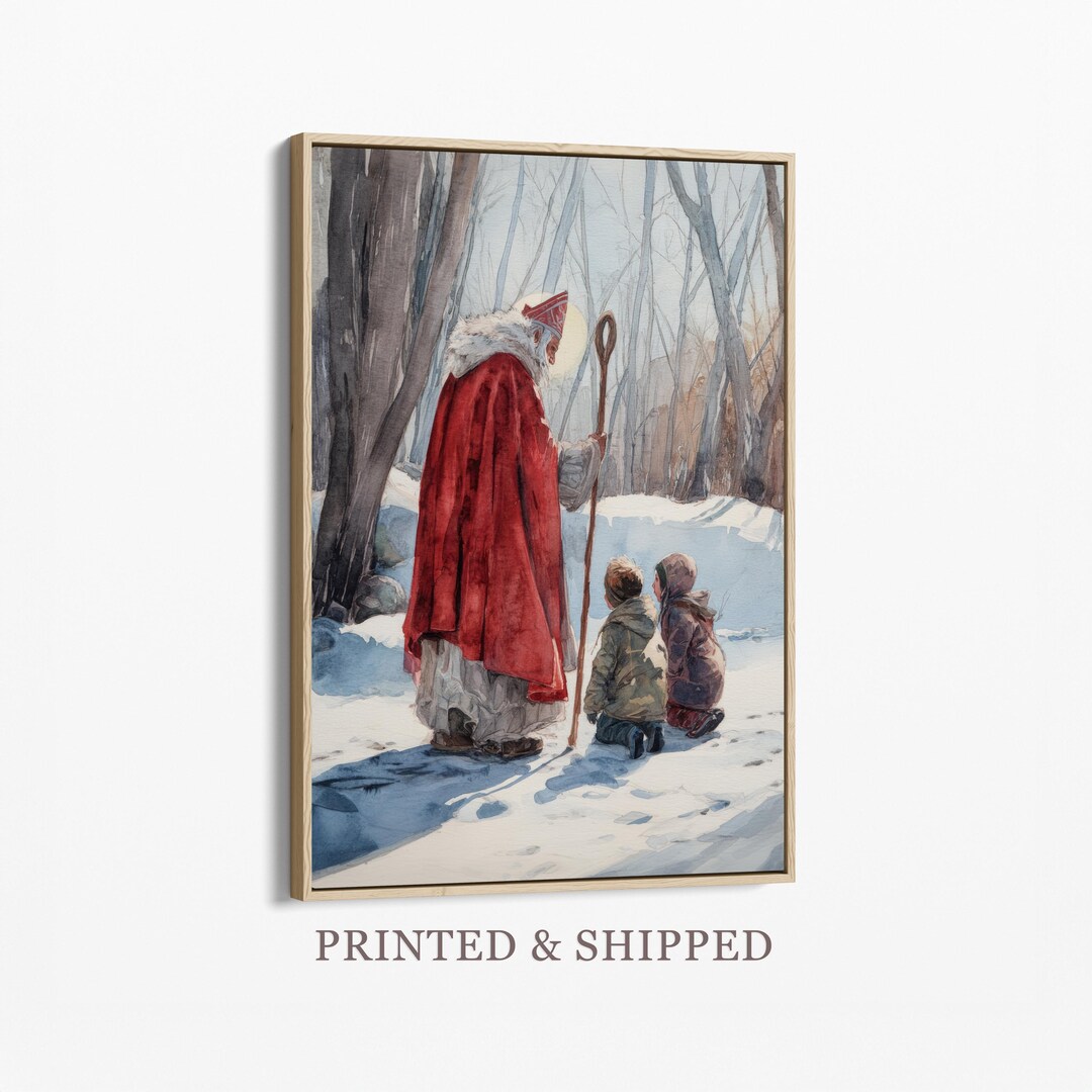 Saint Nicholas Painting Canvas Print | Winter Catholic Wall Art ...