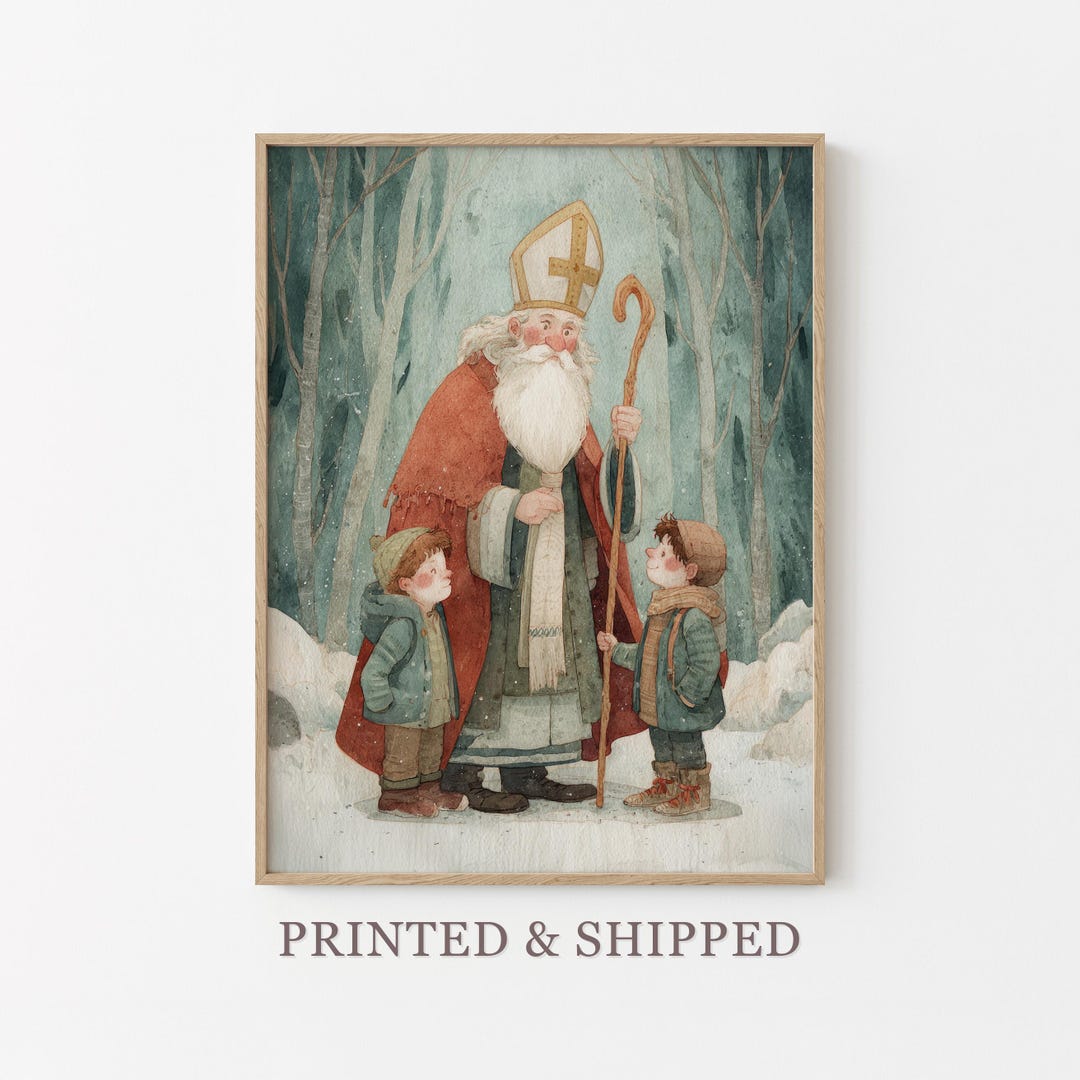 Saint Nicholas Painting Print | Winter Catholic Wall Art | Christian ...