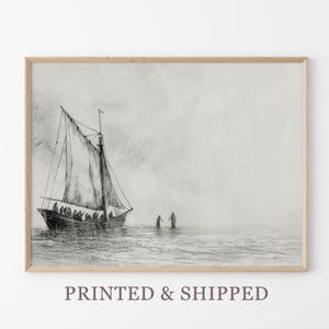 Jesus Walks on Water Sketch Print | Jesus and Peter Bible Art | Modern Bible Verse Wall Art | Bible Art | Boho Scripture Home Deco | JWO3