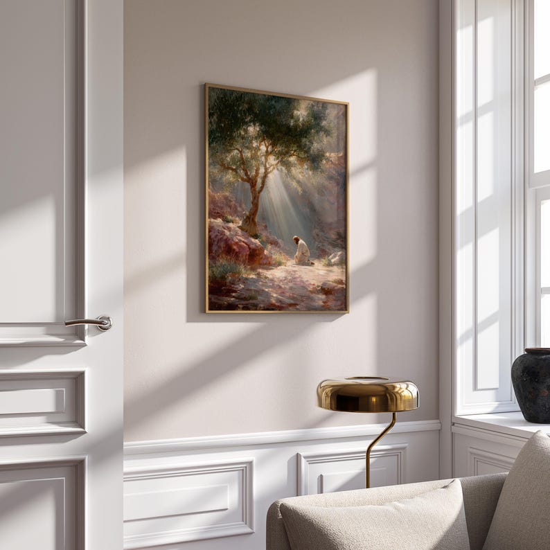 Garden of Gethsemane Jesus Painting Print | Jesus Praying | Christian ...