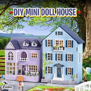 Kit maison de poupée miniature bricolage Petite ville Petite ville pour enfants Cadeau d'anniversaire Cadeau pour enfants