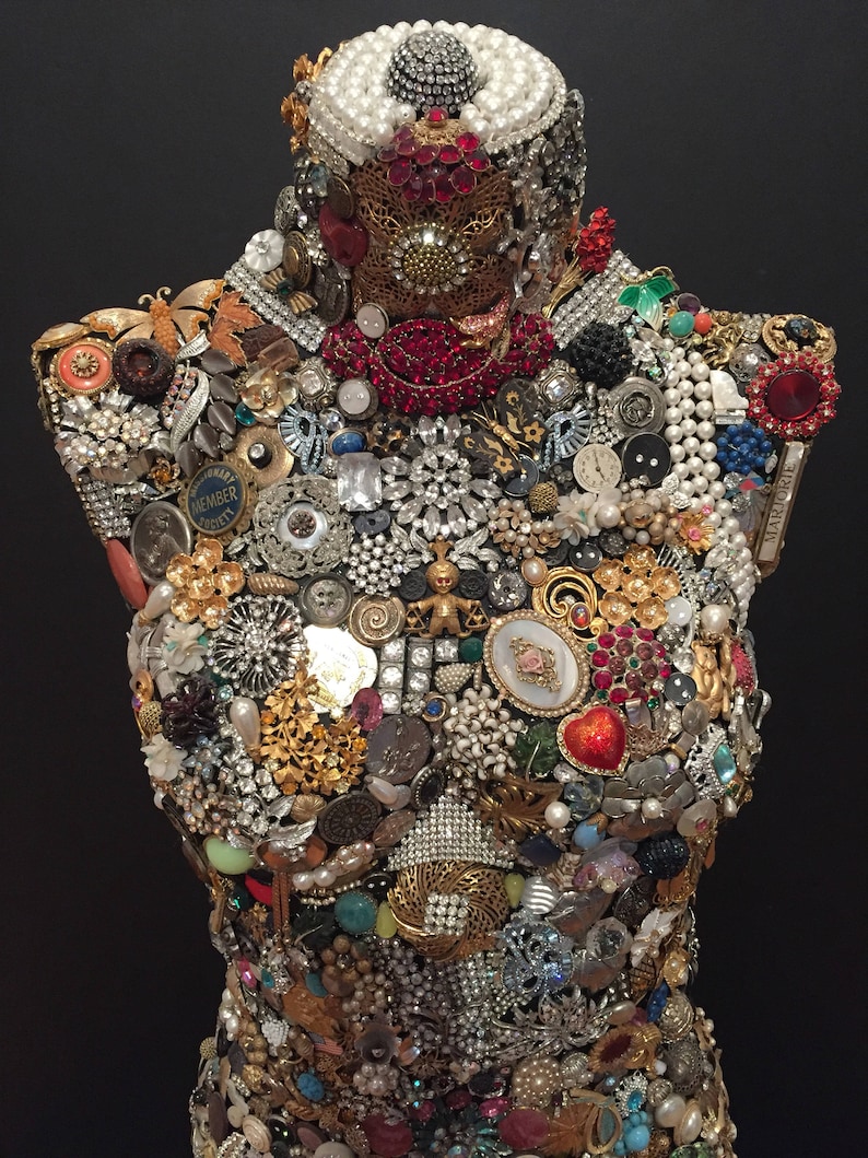 Vintage Jewel Encrusted Mannequin Front Etsy