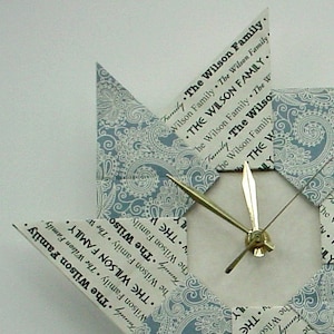 Unique Housewarming Wedding New Apartment Gift Origami Clock Blue Paisley image 1