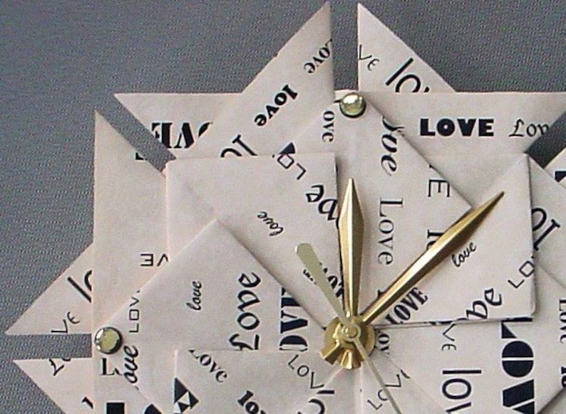 Memorable 1st Anniversary Gift, Paper 1st Anniversary Gift, One Year Anniversary, Anniversary Gift For Him Or Her Love Origami Clock image 4