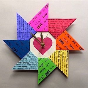 Personalized Gay Pride, Personalized LGBTQ Clock, Rainbow Origami Clock, Personalized LGBTQ Gift, LGBTQ 1st Anniversary Gift, Love Spiral