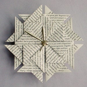 First Anniversary Gift For Her, One Year anniversary Gift, Paper 1st Anniversary - Your Wedding Vows or Special Song - Origami Clock