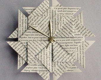 First Anniversary Gift For Her, One Year anniversary Gift, Paper 1st Anniversary - Your Wedding Vows or Special Song - Origami Clock