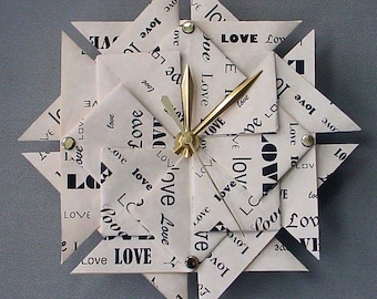 Memorable 1st Anniversary Gift - Love Origami Clock - Paper 1st Anniversary Gift - Large
