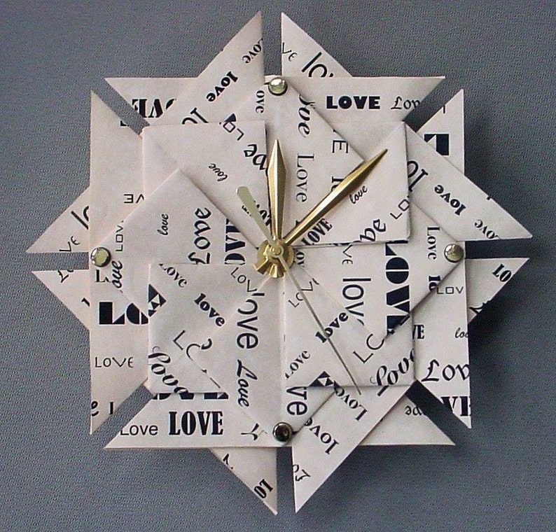 Memorable 1st Anniversary Gift, Paper 1st Anniversary Gift, One Year Anniversary, Anniversary Gift For Him Love Origami Clock image 1