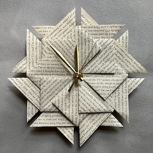Romantic 1st Anniversary Gift For Her, One Year Anniversary Gift, Paper 1st Anniversary, Your Wedding Vows or Special Song - Origami Clock