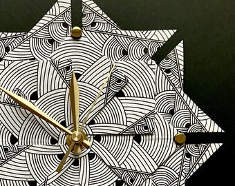 Art Deco Origami Paper Clock: Black & White Wall Decor