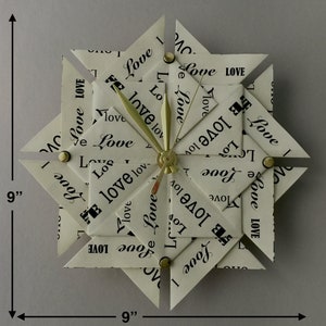 Memorable 1st Anniversary Gift, Paper 1st Anniversary Gift, One Year Anniversary, Anniversary Gift For Him Or Her Love Origami Clock image 2