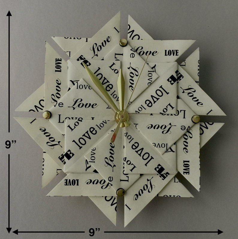 Memorable 1st Anniversary Gift, Paper 1st Anniversary Gift, One Year Anniversary, Anniversary Gift For Him Love Origami Clock image 2