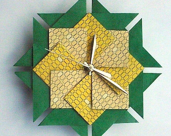 Origami Fresh Corn Kitchen Clock: Whimsical Colorful Home Decor