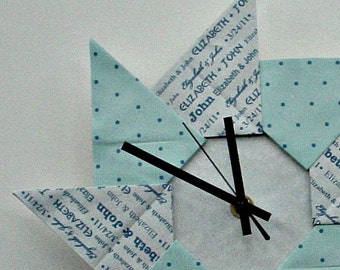 Whimsical First Anniversary/Wedding Origami Gift Clock - Blue with Dots