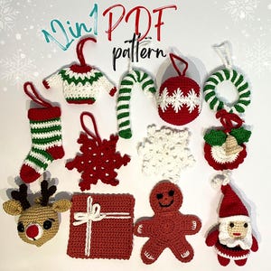 Christmas Ornaments Crochet Pattern Bundle, Christmas Crochet Patterns, Tree Ornaments Pattern, Crochet Xmas Decor, Amigurumi Patterns