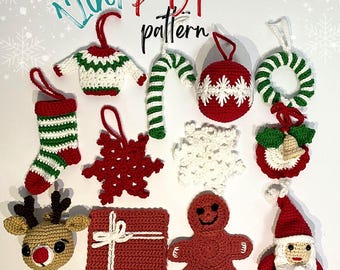 Christmas Ornaments Crochet Pattern Bundle, Christmas Crochet Patterns, Tree Ornaments Pattern, Crochet Xmas Decor, Amigurumi Patterns