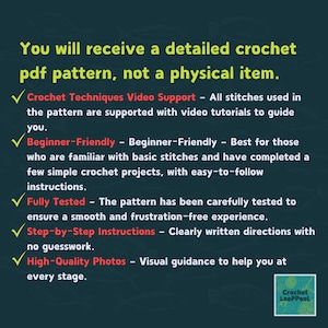 Important info about digital crochet patterns – includes format, delivery details, and beginner-friendly guidance.