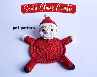 Christmas Santa Claus Coaster Crochet Pattern, Crochet Christmas Coaster, Santa Claus Amigurumi Pattern, Handmade Christmas Gift Idea