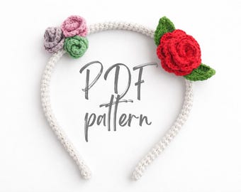 Crochet Flower Headband Pattern for Kids, Floral Hair Accessory PDF