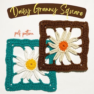 Easy Daisy Granny Square Crochet Pattern, Beginner Friendly Flower Crochet Granny Square, Floral Crochet Motif, Simple Granny Square Pattern