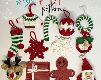 Christmas Bundle Crochet Pattern, Crochet Coaster, Santa Christmas Crochet Pattern, Tree Ornament, Crochet Car Hanging, Amigurumi Patterns