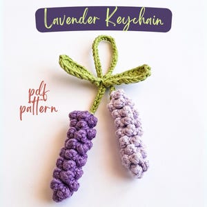 Lavender Keychain Crochet Pattern, Flower Car Hanger, Crochet Bag Charm, Crochet Floral Pattern, Quick Crochet Gift, Beginner Friendly