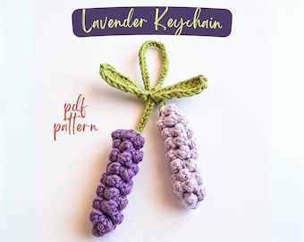 Lavender Keychain Crochet Pattern, Flower Car Hanger, Crochet Bag Charm, Crochet Floral Pattern, Quick Crochet Gift, Beginner Friendly